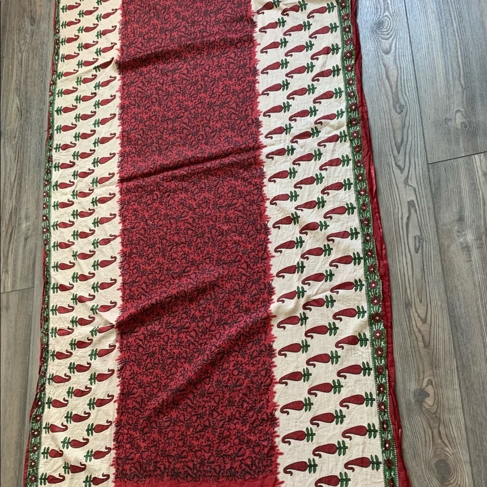 Red And Cream Patterned Scarf - image 3